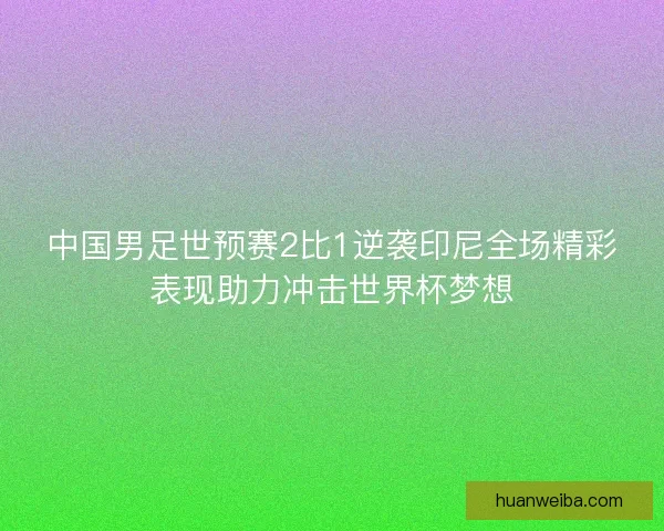 中国男足世预赛2比1逆袭印尼全场精彩表现助力冲击世界杯梦想